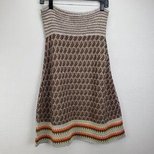 Lia Molly Women's Size S‎ Crocheted Sweater Skirt Brown Earth Tone Wool Blend